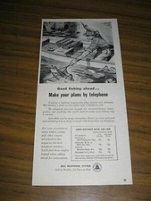 1957 Print Ad Bell Telephone System Fisherman Catches Huge Bass Fish picture