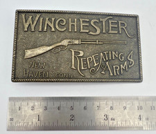 Vintage Brass Winchester Repeating Arms Belt Buckle 3.5