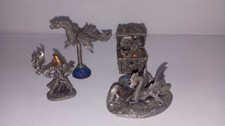 Vintage Rawcliffe Pewter Miniature LOT - RF1273 RF1280 RF3988 Dragon Treasure picture