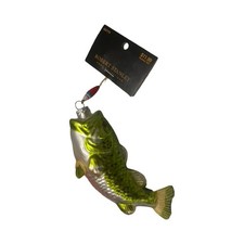 Robert Stanley Glass Bass Fishing Christmas Ornament size 6.5