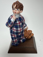Simpich Character Dolls Chris Figurine Plaid Pajamas & Teddy Bear Multicolor picture