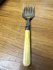Antique Victorian Silverplate & Bone-Handled Fish Serving Fork picture
