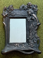 Art Nouveau Style Figural Picture Frame with mirror lady floral vintage  picture