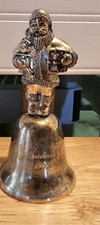 VINTAGE 1996 SILVERPLATE BELL WITH SANTA CLAUS HANDLE picture