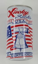 LUCKY Beer 1976 Bi Centennial 1776 Saulute Aluminum UnusedPull Tab EMPTY Can  picture