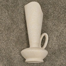 Vintage MCM white pottery vase with handle ceramic pitcher China Craft C-414 USA picture