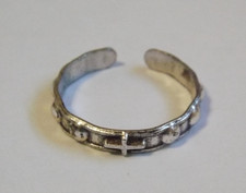 Vtg 1960's new old stock pocket rosary band ring adjustable 7.5 religious cross picture