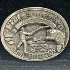 Fish America Vintage Trout Fishing Angler Limited Edition Collector Belt Buckle picture