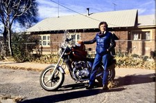 Vintage 1985 35mm Slide Motorcycle Rider Street Bike Original Photo Nov 85 picture