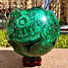 30.42LB  Natural malachite ball quartz crystal energy ball reiki healing picture
