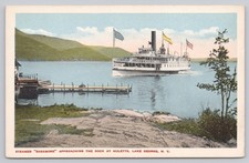Steamer Sagamore Approaching Dock at Huletts, Lake George NY Postcard picture