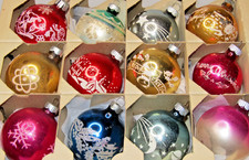 Lot VTG Glass Pictured SILENT NIGHT MOON MERRY HUMPTY DUMPTY Christmas Ornaments picture