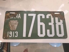 1913  PORCELAIN PENNSYLVANIA LICENSE PLATE VINTAGE AUTOMOBILIA    picture