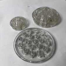 3 Vintage Clear Glass Flower Frogs 19 Hole 7 Hole  13 Hole Garden Vase Floral picture