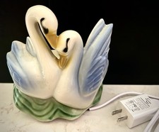 Vtg 1950s MCM Ceramic Swan TV Lamp Planter Upgraded Dimmable Warm White USB LED picture
