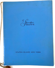 1958 THE STAATEN vintage restaurant dinner menu STATEN ISLAND, NEW YORK CITY picture