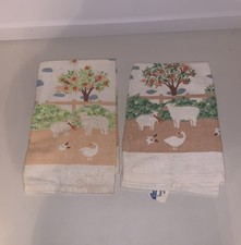 VTG Country Cottage Sheep Goose Apple Kitchen Towels 80s NOS 2 Set 100% Cotton picture