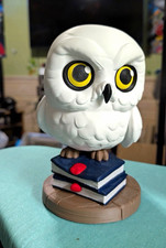 White Owl Bird Figurine on Stacked Book Base Collectible Figure picture