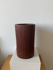Antique Japanese Bamboo Flower Vase Cylinder Ikebana Basket Hanakago Red Lacquer picture