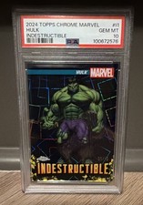 2024 Topps Chrome Marvel HULK Indestructible Black Lazer 5/10 - (PSA 10) POP 3 picture