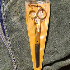 France Vintage Original Dressmaker's Scissors & Shears Gold Tone Serrated picture
