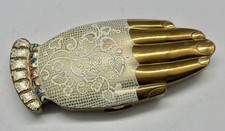 Vtg Super Golden Gesture Hand Shaped Powder Compact Volupte 1940 Book Piece Wow picture