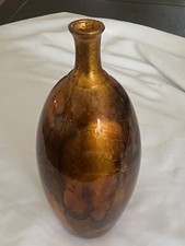 Vase VTG Mid Century Modernist Bronze Brown Black Gold Glazed Finish picture