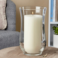 Elegant Clear Curved Glass Candle Holder Classy Home Decor 10.5