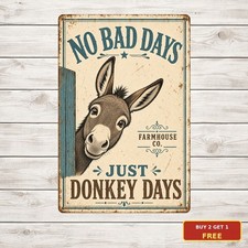Whimsical Peeking Donkey Metal Sign Vintage Farmhouse Barn Yard Wall Decor picture