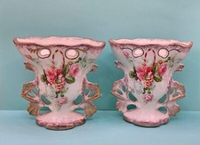 Pair of Vases Antique English Victorian Peasant Village, very good condition picture