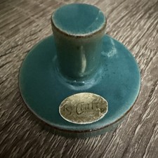VINTAGE Rycraft Cookie Stamp Press 2” Teal Glazed Terra Cotta Heart Flowers picture