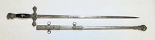 ANTIQUE 💎M.C. LILLY CO.💎 MASONIC KNIGHTS TEMPLAR ETCHED BLADE SWORD W/SCABBARD picture