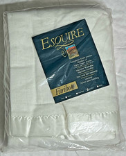 Vtg Faribo Esquire Luxurious Loom Woven Acrylic Queen Blanket White Satin Trim picture