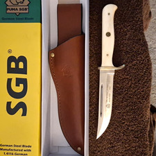 PUMA SGB Trail Guide Hunting Fixed Blade Knife, SS Clip Point, Sheath, 1980 picture