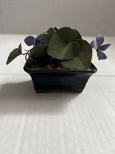 Vintage Mizutani Japan Planter Pot With Flower Plant Dark Blue Glaze Bonsai Pot picture