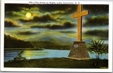 Lake Junaluska North Carolina Cross at Night Vintage WB 1926 Posted Postcard B37 picture