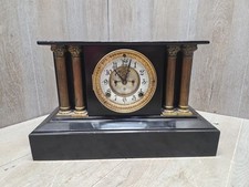 Antique 1881 Pat. Ansonia Black Gilt Cast Iron Mantle Clock Marble 15 X 9 X 6” picture
