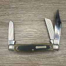 SCHRADE HERITAGE 8801 3 BLADE STOCKMAN SMOOTH GREEN BONE 1983 HANDLES J picture