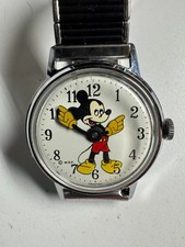 Timex Vintage 1968 Mickey Mouse Wind Up Disney Fun Timer 30MM 30102468 Runs Good picture