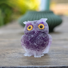 Amethyst Crystal Owl Figurine Natural Gemstone Bird Statue Home Office Decor picture