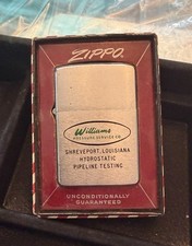 Zippo Lighter Advertising Never Used Reg W Box Williams Shreveport La Pipe 1961 picture