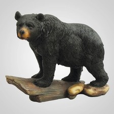 Lipco Poly Stone Bear On Log Figurine, 6.5-inch Length, Tabletop Decoration picture