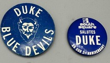 Duke University Blue Devils Vintage Pin Back Buttons Set of 2 picture