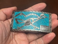 Vintage Plata De Jalisco V.H.L.C. Road Runner Cactus 925 Sterling 57 Belt Buckle picture