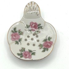 Vintage China Tea Strainer White with Roses Tea Party Cupa picture