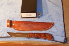 QUEEN CUTLERY RARE PROTOTYPE #4185 HUNTER SPALTED WOOD HANDLE WITH SHEATH &BOX picture