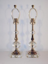 Pair Vintage 1990s Decorative Crafts, Inc. Glass & Silver Plate Lamps picture