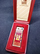 Vintage Tsubota Pearl Win International Gas Lighter Egyptian Motif Mint W/ Box picture