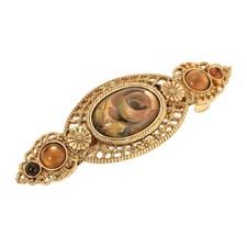 1928 Jewelry Hair Barrette Clip – Brown Tortoise Filigree with Crystal, 3.15