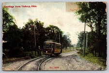 Vickery Ohio Streetcar Trolley Tracks Vintage Postcard 1914 Postmarked picture
